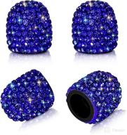 savori dark blue crystal rhinestone valve stem caps - 4 pack chrome universal car tire valve caps, gorgeous dustproof bling car accessories логотип