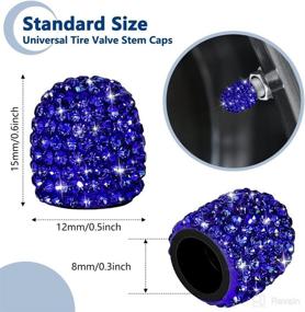 img 1 attached to SAVORI Dark Blue Crystal Rhinestone Valve Stem Caps - 4 Pack Chrome Universal Car Tire Valve Caps, Gorgeous Dustproof Bling Car Accessories