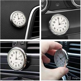 img 2 attached to 🕒 2 Pack Car Clock - Mini Quartz Analog Dashboard Time Air Vent Stick-On Clock Watch for Car Decoration, Universal and Luminous - JEDEW