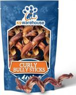 k9warehouse curly bully sticks for dogs – 6-pack bully springs for puppies, small and medium dogs – made in usa - 5-8 inch dental chews for dogs – high in protein with essential nutrients logo