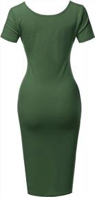 img 2 attached to Women'S Solid Fitted Classic Short Sleeve Premium Cotton Midi Dress
