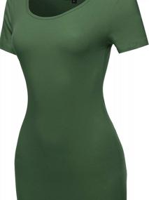 img 1 attached to Women'S Solid Fitted Classic Short Sleeve Premium Cotton Midi Dress