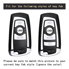 img 1 attached to 🔑 TANGSEN Smart Key Fob Case Compatible with BMW 1 3 4 5 6 7 Series GT3 GT5 M5 M6 X3 X4 3 4 Button Keyless Entry Remote - Personalized Protective Cover with Carbon Fiber Pattern - Blue Silicone