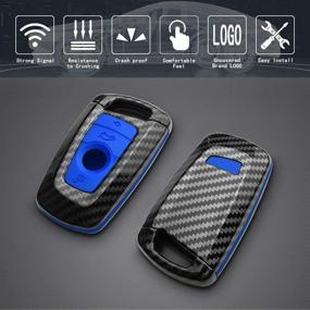 img 2 attached to 🔑 TANGSEN Smart Key Fob Case Compatible with BMW 1 3 4 5 6 7 Series GT3 GT5 M5 M6 X3 X4 3 4 Button Keyless Entry Remote - Personalized Protective Cover with Carbon Fiber Pattern - Blue Silicone