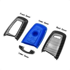 img 3 attached to 🔑 TANGSEN Smart Key Fob Case Compatible with BMW 1 3 4 5 6 7 Series GT3 GT5 M5 M6 X3 X4 3 4 Button Keyless Entry Remote - Personalized Protective Cover with Carbon Fiber Pattern - Blue Silicone