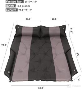 img 1 attached to Portable Self-Inflatable Car Air Mattress: Camping Sleeping Bed, SUV Trunk Pad – Twin/Queen Size, Black & Grey, with Built-in Pillows