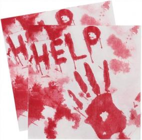 img 4 attached to 96PCS Halloween Decorations Disposable Tableware Bloodstained Napkins For Themed Party - Pandecor