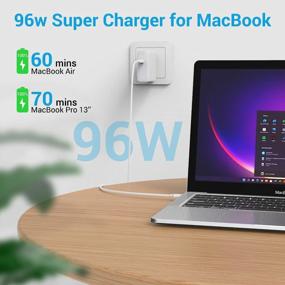 img 2 attached to 💪 Powerful 96W USB-C Charger for Mac Book Pro 16/15/13, MacBook Air 13, iPad Pro, Galaxy, Pixel, Thunderbolt 3 Port | LED Indicator | 6.6ft 5A USB-C to C Cord Included