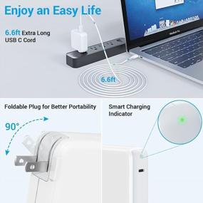 img 1 attached to 💪 Powerful 96W USB-C Charger for Mac Book Pro 16/15/13, MacBook Air 13, iPad Pro, Galaxy, Pixel, Thunderbolt 3 Port | LED Indicator | 6.6ft 5A USB-C to C Cord Included