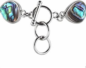 img 3 attached to SUNYIK Natural Abalone Shell Bracelet For Women And Man, Adjustable Link Bangle For Unisex, Assorted Shapes