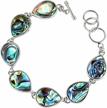 sunyik natural abalone shell bracelet for women and man, adjustable link bangle for unisex, assorted shapes logo