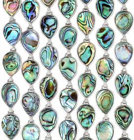 img 2 attached to SUNYIK Natural Abalone Shell Bracelet For Women And Man, Adjustable Link Bangle For Unisex, Assorted Shapes