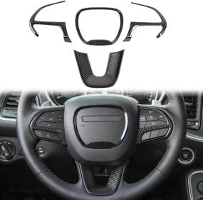 img 4 attached to 🚗 Voodonala Carbon Fiber Steering Wheel Cover Trim, Compatible with 2015-2022 Dodge Challenger Charger, 2014-2022 Dodge Durango and Jeep Grand Cherokee SRT8, Set of 4pcs