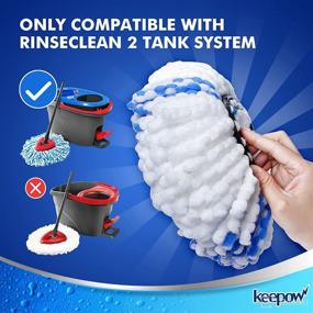 img 3 attached to KEEPOW RinseClean Spin Mop Replacement Head, 4 Pack Microfiber Mop Refills - Compatible with EasyWring RinseClean 2 Tank System - Ideal for Efficient Floor Cleaning, White