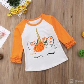 img 1 attached to 🎃 Adorable Toddler Baby Girls Christmas Pumpkin Print Ruffle Tops - Long Sleeve T-Shirt