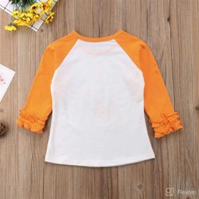 img 2 attached to 🎃 Adorable Toddler Baby Girls Christmas Pumpkin Print Ruffle Tops - Long Sleeve T-Shirt