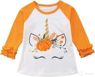 🎃 adorable toddler baby girls christmas pumpkin print ruffle tops - long sleeve t-shirt логотип