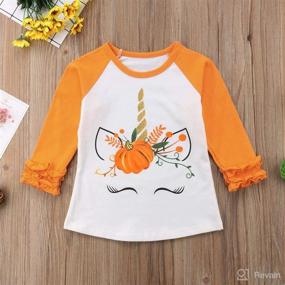 img 3 attached to 🎃 Adorable Toddler Baby Girls Christmas Pumpkin Print Ruffle Tops - Long Sleeve T-Shirt