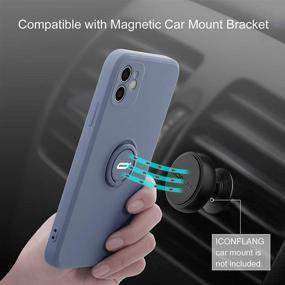 img 3 attached to 📱 ICONFLANG iPhone 12 Case - Compatible Cover for iPhone 12 6.1 Inch with Ring Holder Kickstand, Magnetic Car Mount Compatible, Anti-Scratch Shock Absorption - Gray