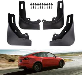 img 4 attached to 🚗 ONER Mud Flaps - Set of 4 Splash Guards for 2020-2022 Tesla Model Y - Front and Rear - No Drill Installation