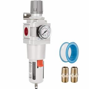 img 4 attached to NANPU 1" NPT Compressed Air Filter Regulator Piggyback Combo, 5 Micron Brass Element, Poly Bowl, Semi-Auto Drain With Metal Bracket & 0-150 Psi Gauge