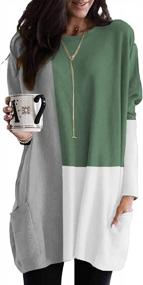 img 1 attached to Chic Style For Fall: Nirovien'S Color Block Tunic Tops With Pockets, Perfect For Casual Wear