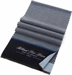 img 2 attached to Stay Cozy And Stylish With Lusm Men’S Striped Wool Scarf In Blue Shade For Winter