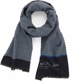 img 3 attached to Stay Cozy And Stylish With Lusm Men’S Striped Wool Scarf In Blue Shade For Winter