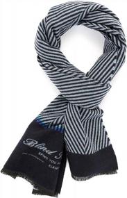 img 4 attached to Stay Cozy And Stylish With Lusm Men’S Striped Wool Scarf In Blue Shade For Winter