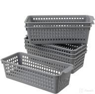 📦 efficient organization with doryh long plastic basket trays, slim pencil organizer grey, 6-pack логотип