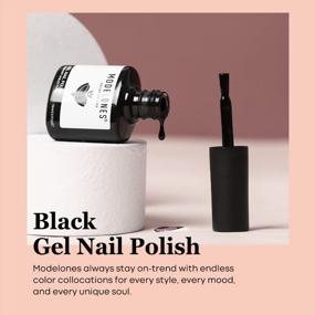 img 3 attached to Gel Nail Polish Set - 15Ml Pure Black Color Soak Off LED Long-Wear Mirror Shine Manicure Design DIY At Home, 0.5 Fluid Ounces