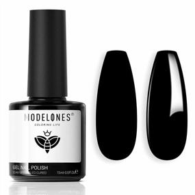 img 4 attached to Gel Nail Polish Set - 15Ml Pure Black Color Soak Off LED Long-Wear Mirror Shine Manicure Design DIY At Home, 0.5 Fluid Ounces