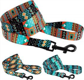 img 4 attached to Tribal Patterned Nylon Leash For Small Dogs- Durable & Stylish 5Ft Walking Leash By CollarDirect