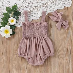 img 2 attached to Adorable Floral Halter Romper And Headband Set For Infant Baby Girls - Perfect Summer Outfit!
