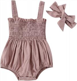 img 4 attached to Adorable Floral Halter Romper And Headband Set For Infant Baby Girls - Perfect Summer Outfit!