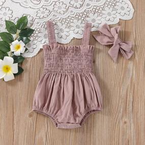 img 3 attached to Adorable Floral Halter Romper And Headband Set For Infant Baby Girls - Perfect Summer Outfit!