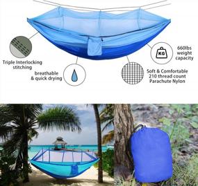 img 3 attached to KEPEAK Portable Camping Hammock With Netting - Lightweight Nylon For Backpacking, Travel, Beach & Yard!