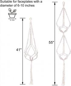 img 3 attached to Set Of 3 ACVCY Macrame Plant Hangers With Hooks - Indoor Outdoor Hanging Planters For Flower Pot Decorations - Perfect Gift For Home Decor