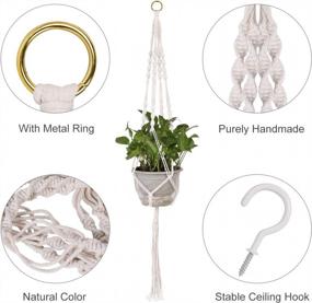 img 2 attached to Set Of 3 ACVCY Macrame Plant Hangers With Hooks - Indoor Outdoor Hanging Planters For Flower Pot Decorations - Perfect Gift For Home Decor