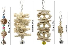 img 3 attached to 🐦 Deloky 8 Packs of Bird Parrot Swing Chewing Toys - Natural Wood Bird Climbing Hanging Cage Toys Ideal for Small Parakeets, Cockatiels, Conures, Finches, Budgie, Macaws, Parrots, Love Birds - Enhance Your Bird's Enrichment and Playtime!
