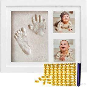 img 4 attached to Co Little Baby Handprint & Footprint Kit (Date & Name Stamp) - Clay Hand Print Picture Frame for Newborn | Best New Mom Gift | Foot Impression Photo Keepsake for Girl & Boy | White Feet Imprint Mold