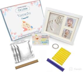 img 1 attached to Co Little Baby Handprint & Footprint Kit (Date & Name Stamp) - Clay Hand Print Picture Frame for Newborn | Best New Mom Gift | Foot Impression Photo Keepsake for Girl & Boy | White Feet Imprint Mold
