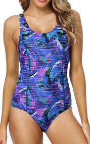 img 2 attached to Women'S One Piece Swimsuit With Built-In Soft Bra | Adoretex Moderate Fitness Aquatic Wear
