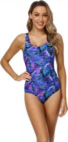 img 3 attached to Women'S One Piece Swimsuit With Built-In Soft Bra | Adoretex Moderate Fitness Aquatic Wear