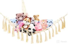 img 4 attached to 🧸 Stuffed Animal Hammock or Net - ROPECUBE Macrame Toy Hammock with Tassels for Corner Plush Toys Storage Organizer in Nursery, Kid's Room, or Playroom