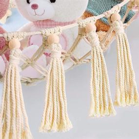 img 1 attached to 🧸 Stuffed Animal Hammock or Net - ROPECUBE Macrame Toy Hammock with Tassels for Corner Plush Toys Storage Organizer in Nursery, Kid's Room, or Playroom