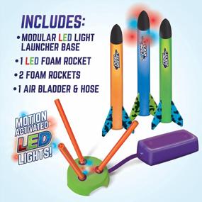 img 2 attached to Experience Triple The Fun With Geospace Jump Rocket: Launch Pad And 3 Foam Light-Up Rockets For Ultimate Glow In The Dark Outdoor Play