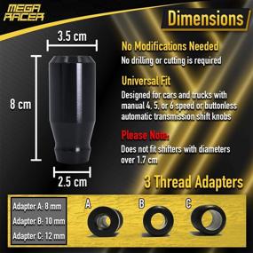 img 1 attached to 🚗 Enhance Your Ride with the Mega Racer 8cm Black Aluminum Shift Knob - Perfect for Buttonless Automatic and Manual Transmissions, Interior Automotive Replacement Part