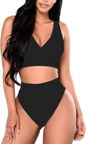 img 4 attached to Flaunt Your Curves With Sovoyontee Women'S Black High Waisted Swimsuit 2 Piece Bikini In XL