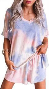 img 3 attached to Оставайтесь удобными и шикарными: женские пижамные комплекты LookbookStore из 2 предметов Tie-Dye